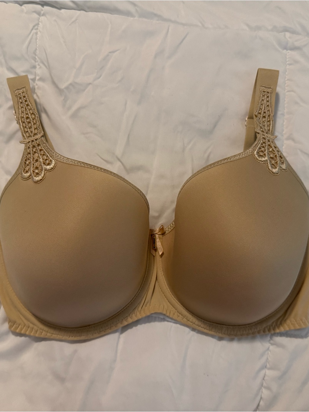 Full-Coverage Bra In Beige With Decorative Straps